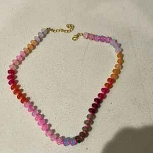 Multicolor Beaded Necklace - Pink, Red & Orange
